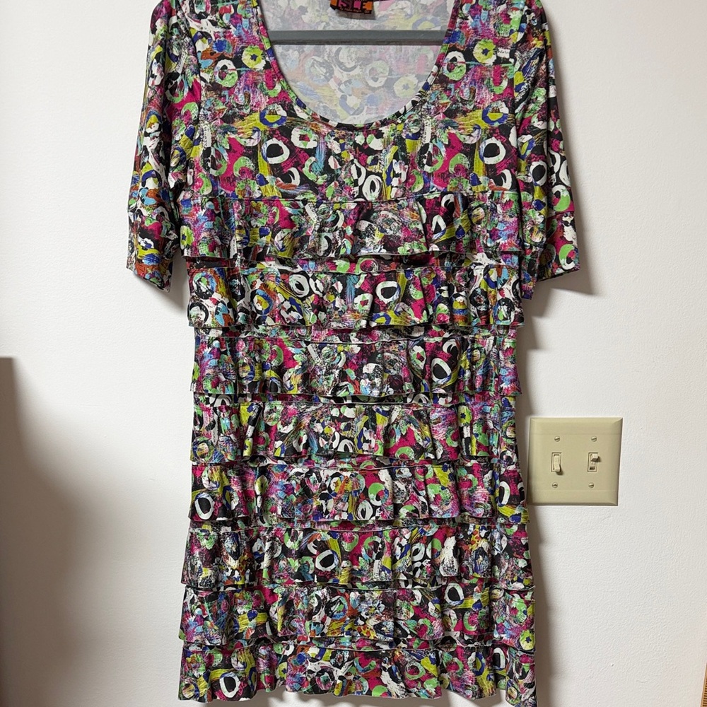 Vibrant Multicolor Women's Mini Dress cha-cha dress